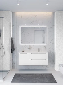 {{photo.Alt || photo.Description || 'Тумба с раковиной подвесная с двумя ящиками и одной дверцей BelBagno ЭТНА (ETNA) 120 Белый Матовый правая, раковина BB1200ETL-R'}}