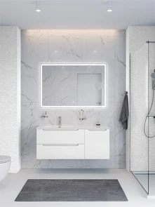 {{photo.Alt || photo.Description || 'Тумба с раковиной подвесная с двумя ящиками и одной дверцей BelBagno ЭТНА (ETNA) 120 Белый Матовый левая, раковина BB1200ETL-L'}}