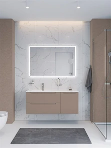 {{photo.Alt || photo.Description || 'Тумба с раковиной подвесная с двумя ящиками и одной дверцей BelBagno ЭТНА (ETNA) 120 Бежевый Матовый левая, раковина BB1200ETL-L'}}