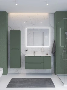 {{photo.Alt || photo.Description || 'Тумба с раковиной подвесная с двумя ящиками и одной дверцей BelBagno ЭТНА (ETNA) 100 Еловый Матовый левая, раковина BB1000ETL-L'}}