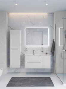 {{photo.Alt || photo.Description || 'Тумба с раковиной подвесная с двумя ящиками и одной дверцей BelBagno ЭТНА (ETNA) 100 Белый Матовый левая, раковина BB1000ETL-L'}}