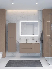 {{photo.Alt || photo.Description || 'Тумба с раковиной подвесная с двумя ящиками и одной дверцей BelBagno ЭТНА (ETNA) 100 Бежевый Матовый левая, раковина BB1000ETL-L'}}
