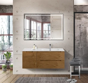 {{photo.Alt || photo.Description || 'Тумба с раковиной подвесная с двумя ящиками и одной дверцей BelBagno ЭТНА (ETNA) 120 Rovere Nature правая, раковина белая'}}