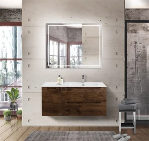 {{photo.Alt || photo.Description || 'Тумба с раковиной подвесная с двумя ящиками и одной дверцей BelBagno ЭТНА (ETNA) 100 Rovere Moro правая, раковина белая'}}