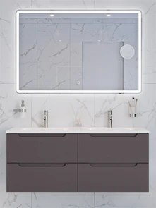 {{photo.Alt || photo.Description || 'Тумба с раковиной подвесная с четырьмя ящиками BelBagno ЭТНА (ETNA) 120 Темно-Серый Матовый, раковина BB-8099-120-2'}}