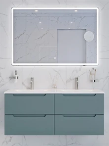 {{photo.Alt || photo.Description || 'Тумба с раковиной подвесная с четырьмя ящиками BelBagno ЭТНА (ETNA) 120 Голубой Матовый, раковина BB-8099-120-2'}}