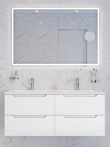 {{photo.Alt || photo.Description || 'Тумба с раковиной подвесная с четырьмя ящиками BelBagno ЭТНА (ETNA) 120 Белый Матовый, раковина BB-8099-120-2'}}