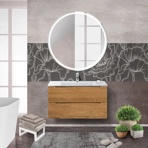 {{photo.Alt || photo.Description || 'Тумба со стеклянной раковиной подвесная BelBagno ЭТНА (ETNA) 80 Rovere Nature, раковина белая'}}