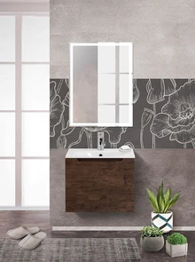 {{photo.Alt || photo.Description || 'Тумба с раковиной подвесная с одним ящиком BelBagno ЭТНА (ETNA) 60 Rovere Moro, раковина белая'}}