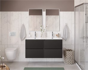 {{photo.Alt || photo.Description || 'Тумба с раковиной подвесная с четырьмя ящиками BelBagno ФОРМАТ (UNO) 120 Темно-Серый Матовый, раковина BB-8099-120-2'}}