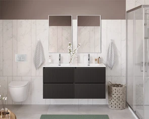 {{photo.Alt || photo.Description || 'Тумба с раковиной подвесная с четырьмя ящиками BelBagno ФОРМАТ (UNO) 120 Темно-Серый Матовый, раковина CZR-8073-120-2'}}
