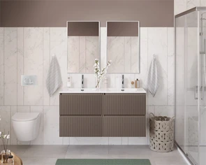 {{photo.Alt || photo.Description || 'Тумба с раковиной подвесная с четырьмя ящиками BelBagno ФОРМАТ (UNO) 120 Бежевый матовый, раковина CZR-8073-120-2'}}