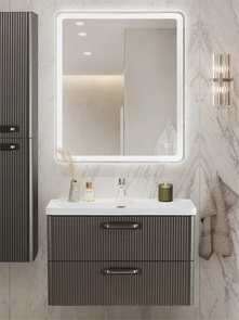 {{photo.Alt || photo.Description || 'Тумба с раковиной подвесная BelBagno ТЕХНО (DUE) 80 Оружейная сталь, ручки - Матовый атласный никель'}}