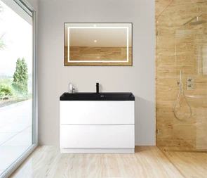 {{photo.Alt || photo.Description || 'Тумба с раковиной напольная BelBagno МАРИНА (MARINO) 80 Bianco Lucido, раковина чёрная'}}