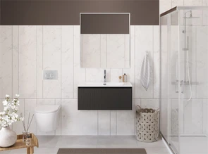 {{photo.Alt || photo.Description || 'Тумба с раковиной подвесная с одним ящиком BelBagno ФОРМАТ (UNO) 80 Темно-Серый Матовый, раковина BB-8099-80'}}