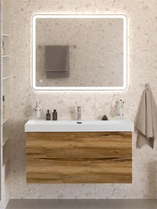 {{photo.Alt || photo.Description || 'Тумба с раковиной подвесная BelBagno МАРИНА (MARINO) 100 Rovere Rustico, раковина BB-8078-100'}}
