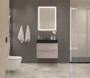 {{photo.Alt || photo.Description || 'Тумба с раковиной подвесная BelBagno МАРИНА (MARINO) 70 Rovere Grigio, раковина чёрная BB700/450-LV-ART-AST-NERO'}}