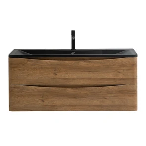 {{photo.Alt || photo.Description || 'Тумба с раковиной подвесная BelBagno ИСТОЧНИК (ACQUA) 120 Rovere Rustico, раковина чёрная'}}