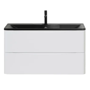 {{photo.Alt || photo.Description || 'Тумба с раковиной подвесная BelBagno ИСТОЧНИК (ACQUA) 100 Bianco Lucido, раковина чёрная'}}