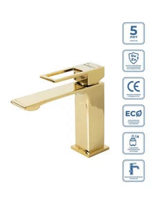 {{photo.Alt || photo.Description || 'LUCE Смеситель для раковины с донным клапаном, золото LUC-LVM-ORO'}}