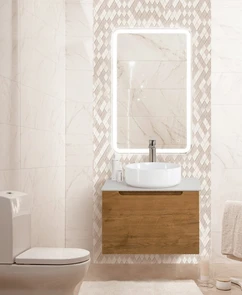 {{photo.Alt || photo.Description || 'Тумба со столешницей подвесная с одним ящиком BelBagno ЭТНА (ETNA) 60 Rovere Nature, раковина белая'}}