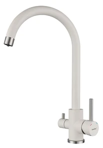 GRANFEST QUARZ Смеситель для кухни U-обр. с краном питьевой воды D-35мм (белый) Z-5420 белый