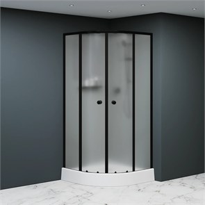 {{photo.Alt || photo.Description || 'Душевая кабина полукруг, раздвижные двери, стеклянная, профиль чёрный- RGW AN-208B'}}