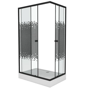{{photo.Alt || photo.Description || 'Душевой уголок Niagara Eco NG-018-14Q BLACK (100х80х195) низкий поддон(13см),черный,стекло мозаика,2 места'}}