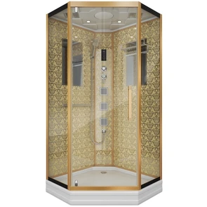 {{photo.Alt || photo.Description || 'Душевая кабина Niagara Luxe NG-7717G (100x100х215) низкий поддон(15см),дверь распашная,стенки золото,4 места'}}