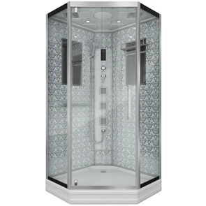 {{photo.Alt || photo.Description || 'Душевая кабина Niagara Luxe NG-7717W (100x100х215) низкий поддон(15см),дверь распашная,стенки серебро,4 места'}}