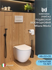 {{photo.Alt || photo.Description || 'Унитаз подвесной безободковый с быстросъемным сиденьем микролифт Watersense Milana Media W00151'}}
