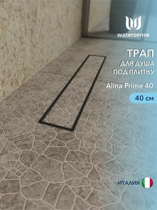 {{photo.Alt || photo.Description || 'Трап для душа под плитку с комбинированным гидрозатвором Watersense Alina Prime черный 40 см'}}