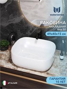 {{photo.Alt || photo.Description || 'Раковина для ванной накладная Watersense Rita 50 белая'}}