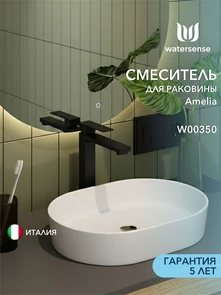 {{photo.Alt || photo.Description || 'Смеситель для раковины Watersense Amelia высокий, черный матовый W00350'}}