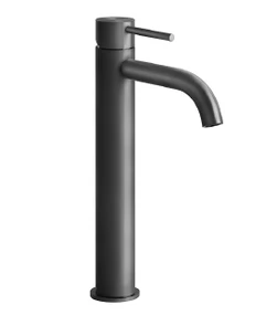 Gessi Flessa смеситель для раковины высокий, короткий излив, без донного клапана, соединительные шланги, цвет Black Metal Brushed PVD 54009.707