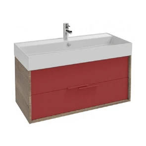 {{photo.Alt || photo.Description || 'Тумба с раковиной Jacob Delafon Vivienne EB1585-E52-S08, 100 см, корпус дуб табак, фасад темно-красный сатин лак (выставочный образец, отсутствует упаковка)'}}