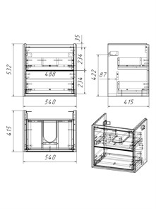 Фасад для тумбы подвесной в ванную 55 см Watersense Carol цвет белый волна W01868