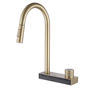{{photo.Alt || photo.Description || 'Смеситель ABBER Wasser Kreis AF8114G для кухни с выдвижной лейкой, золото матовое'}}