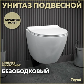 {{photo.Alt || photo.Description || 'Унитаз подвесной безободковый с быстросъемным сиденьем микролифт Teymi Lina Pro T40106'}}