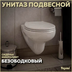 {{photo.Alt || photo.Description || 'Унитаз подвесной безободковый с сиденьем микролифт Teymi Hanna Pro T40901'}}