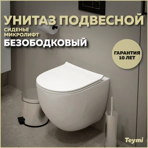 {{photo.Alt || photo.Description || 'Унитаз подвесной безободковый с быстросъемным сиденьем микролифт Teymi Lina Media T40105'}}