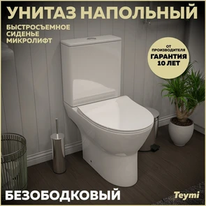 {{photo.Alt || photo.Description || 'Унитаз напольный безободковый с быстросъемным сиденьем микролифт Teymi Ritta T40803'}}