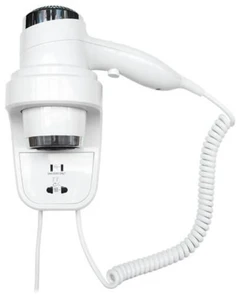 Фен HOTELline настенный белый с розеткой 1800-2200 W, 02012.W, шт 02012.W