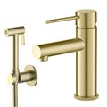 Смеситель для раковины с гигиеническим душем Saona 2360/17G Золото матовое 0511576722 - фото 126845
