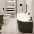 Акриловая ванна CEZARES SLIM WALL-180-80-60-NERO-SET SLIM WALL-180-80-60-NERO-SET