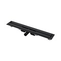Alcaplast  APZ1BLACK Водоотводящий желоб с порогами для перфорированной решетки, черный-мат низкий, горизонтальный сток, 750 мм  APZ101BLACK-750 APZ101BLACK-750 - фото 137932