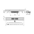 Alcaplast  APZ16 Wall Водоотводящий желоб для перфорированной решетки с фиксированным воротником к стене низкий, горизонтальный сток, 750 мм  APZ116-750 APZ116-750