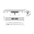 Alcaplast  APZ16 Wall Водоотводящий желоб для перфорированной решетки с фиксированным воротником к стене низкий, вертикальный сток, 650 мм  APZ1116-650 APZ1116-650