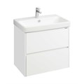 Тумба СКАНДИ 70, подвесная, 2 ящ., белая матовая/белый глянец (под раковину АДРИАНА 70) 1A251801SD010