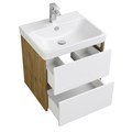 Тумба СКАНДИ 55, белая, дуб рустикальный (под раковину АДРИАНА 55) 1A251701SDZ90